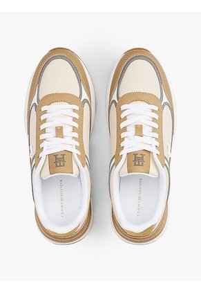 Tenis Beige De Cuero Con Monograma TH Tommy Hilfiger