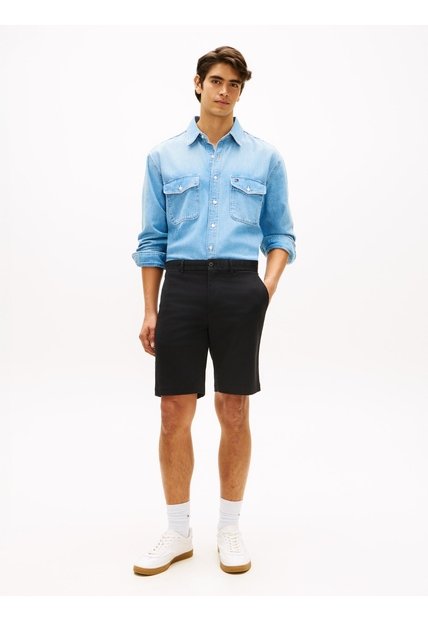 Bermudas Negro Chino Denton En Sarga Con Corte Recto Tommy Hilfiger