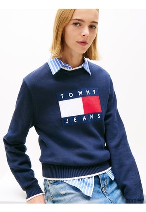 Saco Multicolor Amplio Ribeteado Con Logo En Intarsia Tommy Jeans
