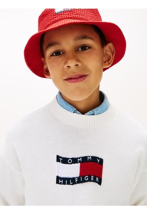 Saco Blanco De Cuello Redondo Con Logo Tommy Hilfiger