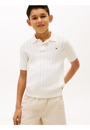 Saco Blanco Tipo Polo Manga Corta Con Logo Tommy Hilfiger