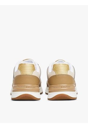 Tenis Beige De Cuero Con Monograma TH Tommy Hilfiger