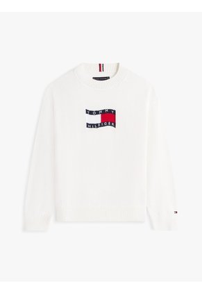 Saco Blanco De Cuello Redondo Con Logo Tommy Hilfiger