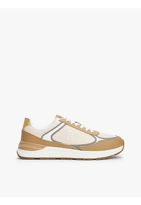 Tenis Beige De Cuero Con Monograma TH Tommy Hilfiger