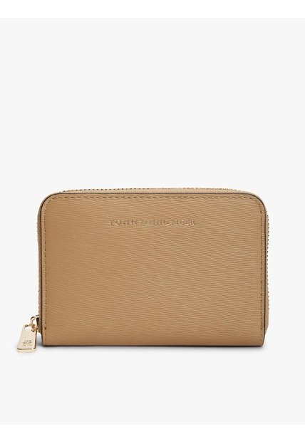 Billetera Beige Texturizada Con Cremallera Y Logo Tommy Hilfiger