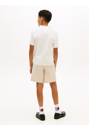 Saco Blanco Tipo Polo Manga Corta Con Logo Tommy Hilfiger