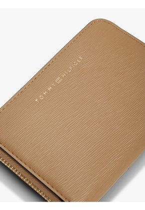 Billetera Beige Texturizada Con Cremallera Y Logo Tommy Hilfiger