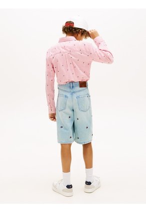 Bermudas Celeste Con Diseño Estampado Tommy Hilfiger