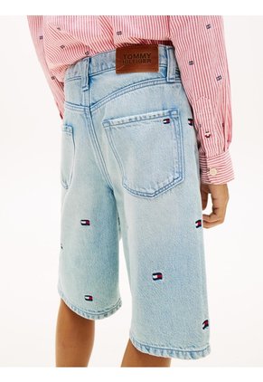 Bermudas Celeste Con Diseño Estampado Tommy Hilfiger