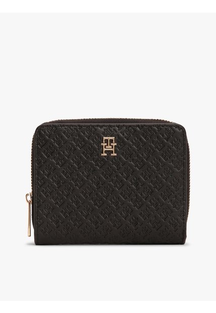 Billetera Negra Hilfiger Icon Con Solapa Y Cremallera Tommy Hilfiger