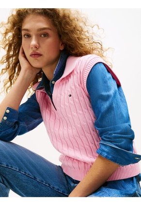 Polo Rosa De Punto Trenzado Sin Mangas Tommy Hilfiger