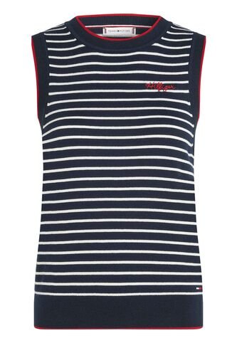 Top Azul Oscuro De Cuello Redondo Con Diseño De Rayas Tommy Hilfiger Tommy Hilfiger