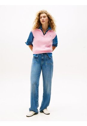 Polo Rosa De Punto Trenzado Sin Mangas Tommy Hilfiger