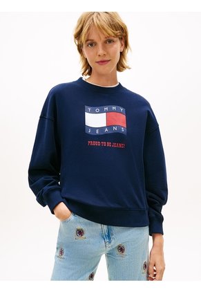 Saco Multicolor Holgado De Felpa Con Logo Ondulante Tommy Jeans