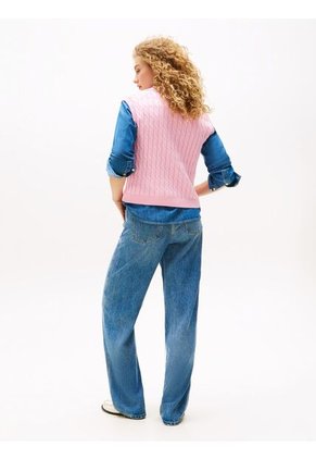 Polo Rosa De Punto Trenzado Sin Mangas Tommy Hilfiger