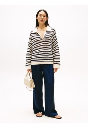 Saco Multicolor Tipo Polo De Punto Calado Tommy Hilfiger