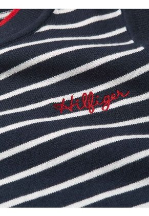 Top Azul Oscuro De Cuello Redondo Con Diseño De Rayas Tommy Hilfiger