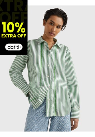Camisa A Rayas De Corte Regular Mujer Verde Tommy Hilfiger Tommy Hilfiger