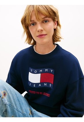 Saco Multicolor Holgado De Felpa Con Logo Ondulante Tommy Jeans