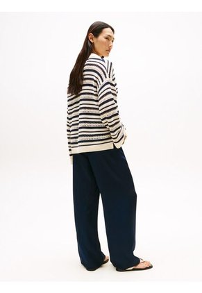 Saco Multicolor Tipo Polo De Punto Calado Tommy Hilfiger