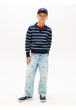 Saco Gris Tipo Polo Con Diseño De Rayas Tommy Hilfiger