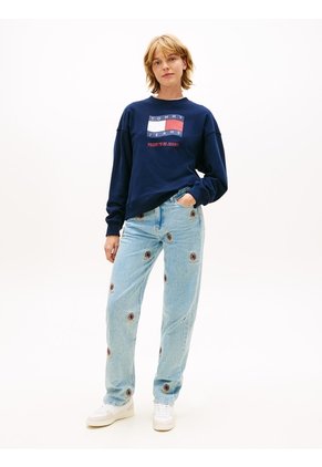 Saco Multicolor Holgado De Felpa Con Logo Ondulante Tommy Jeans