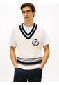 Chaleco Blanco Amplio Con Cuello En V Y Parche Tommy Hilfiger de Tommy Hilfiger
