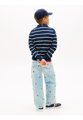 Saco Gris Tipo Polo Con Diseño De Rayas Tommy Hilfiger
