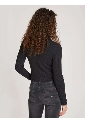 Saco Negro Slim De Cuello Alto Y Mezcla De Lana Tommy Jeans