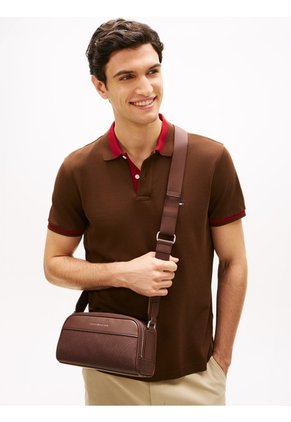 Bolso Marrón Cruzado Con Logo En Relieve Tommy Hilfiger