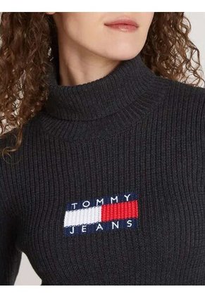 Saco Negro Slim De Cuello Alto Y Mezcla De Lana Tommy Jeans