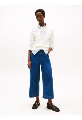 Saco Blanco Tejido Cuello Redondo Con Logo Gráfico Tommy Hilfiger