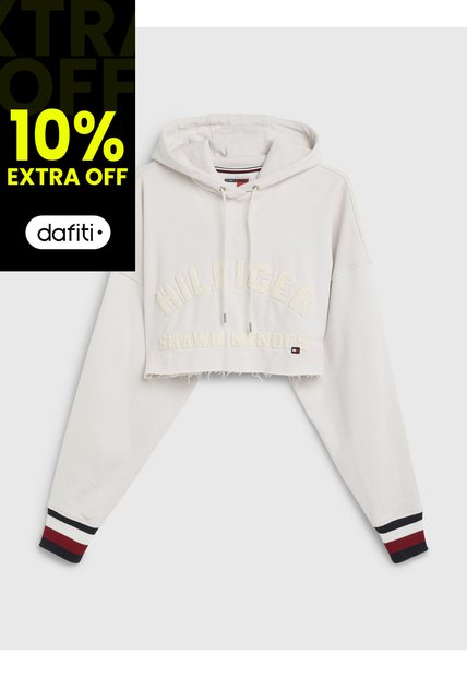 Hoodie Cropped Con Capucha Tommy Hilfiger X Shawn Mendes Mujer Blanco Tommy Hilfiger