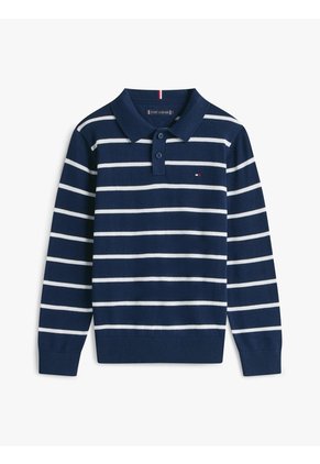 Saco Gris Tipo Polo Con Diseño De Rayas Tommy Hilfiger