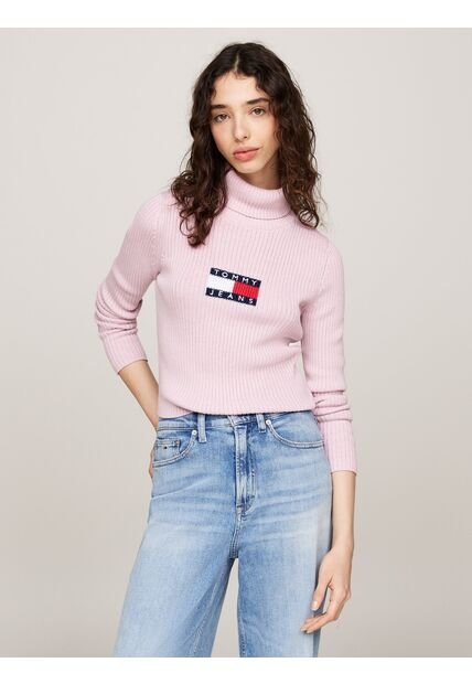 Saco Rosa Slim De Cuello Alto Y Mezcla De Lana Tommy Jeans