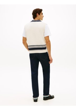 Chaleco Blanco Amplio Con Cuello En V Y Parche Tommy Hilfiger
