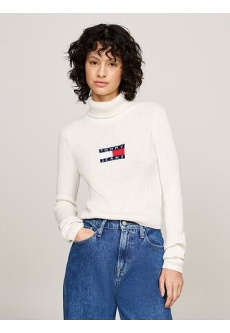 Saco Beige Slim De Cuello Alto Y Mezcla De Lana Tommy Jeans Tommy Hilfiger