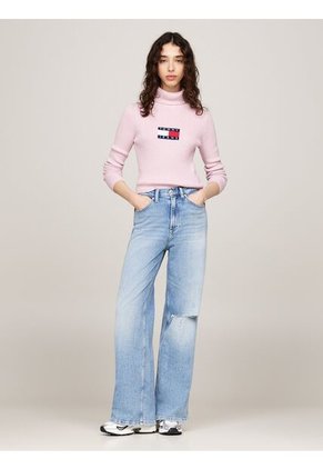 Saco Rosa Slim De Cuello Alto Y Mezcla De Lana Tommy Jeans