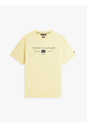 Camiseta Amarilla De Punto Con Logo Tommy Hilfiger