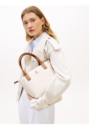 Bolso Beige Tote Con Correa Tejida Tommy Hilfiger