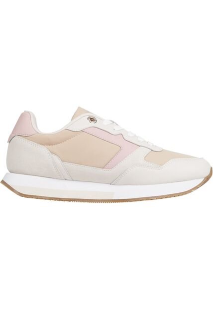 Tenis Para Correr Con Detalles Distintivos Mujer Beige Tommy Hilfiger