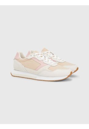 Tenis Para Correr Con Detalles Distintivos Mujer Beige Tommy Hilfiger
