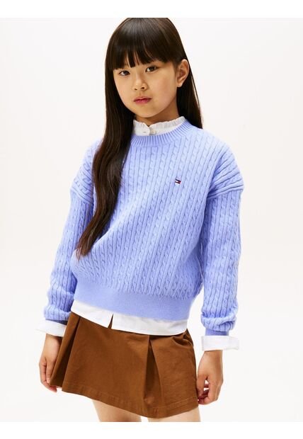 Saco Celeste Amplio De Punto Trenzado Tommy Hilfiger