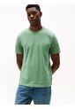 Camiseta Verde De Cuello Redondo Con Logo Bordado Tommy Hilfiger de Tommy Hilfiger