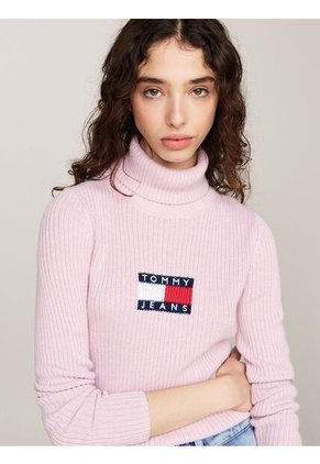 Saco Rosa Slim De Cuello Alto Y Mezcla De Lana Tommy Jeans