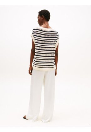 Saco Multicolor Amplio Sin Mangas Con Cuello Barco Tommy Hilfiger