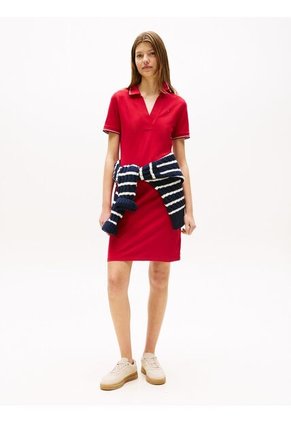 Vestido Rojo Tipo Polo 1985 De Corte Slim Tommy Hilfiger