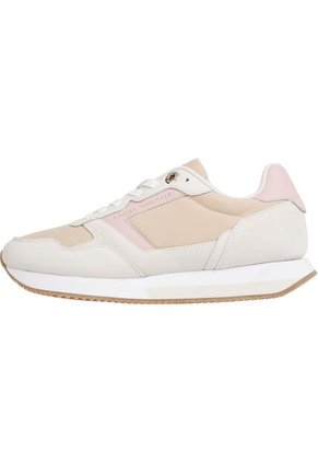 Tenis Para Correr Con Detalles Distintivos Mujer Beige Tommy Hilfiger