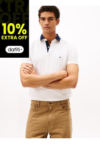 Polo Blanco De Corte Regular Con Logo Gráfico Tommy Hilfiger Tommy Hilfiger