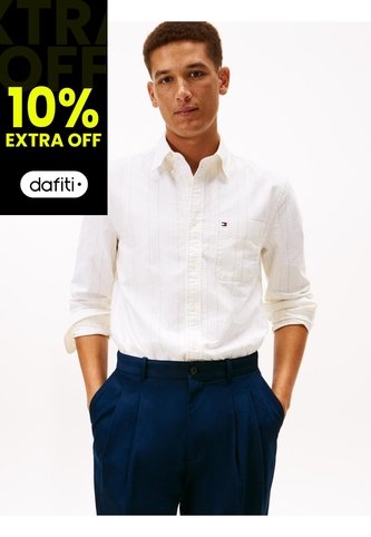 Camisa Blanca Oxford Regular De Raya Diplomática Tommy Hilfiger Tommy Hilfiger